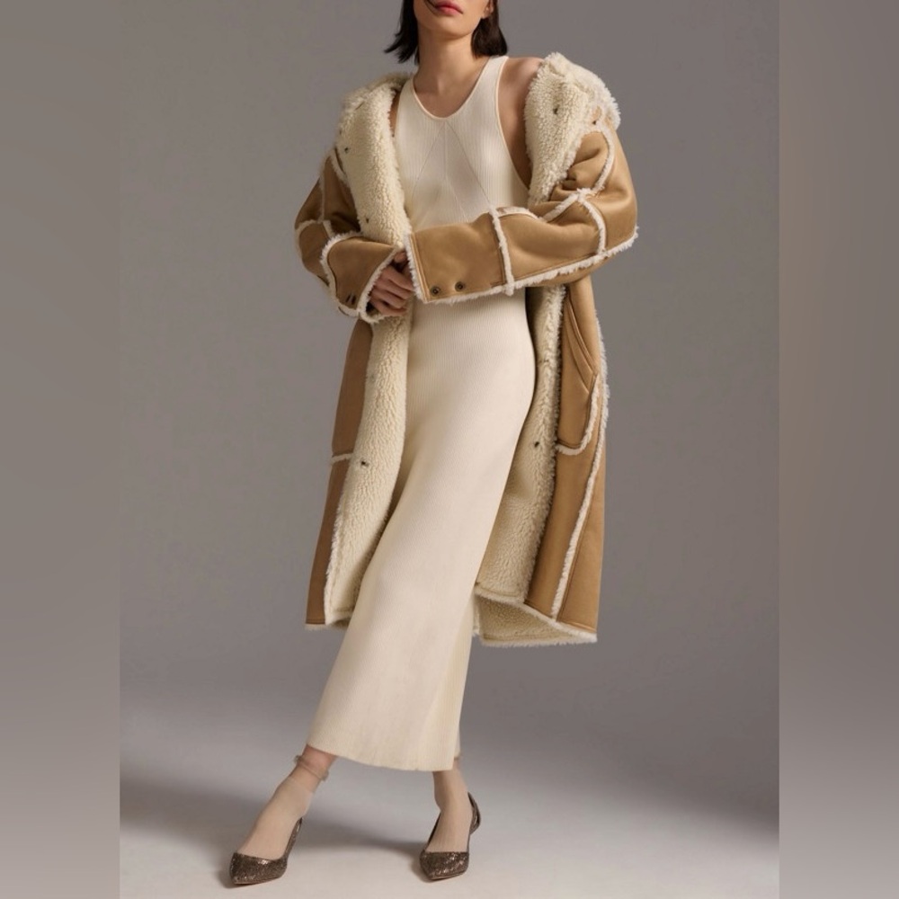 Anthropologie hooded sherpa coat